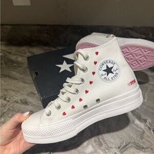 Converse White and Red High-Top Sneakers